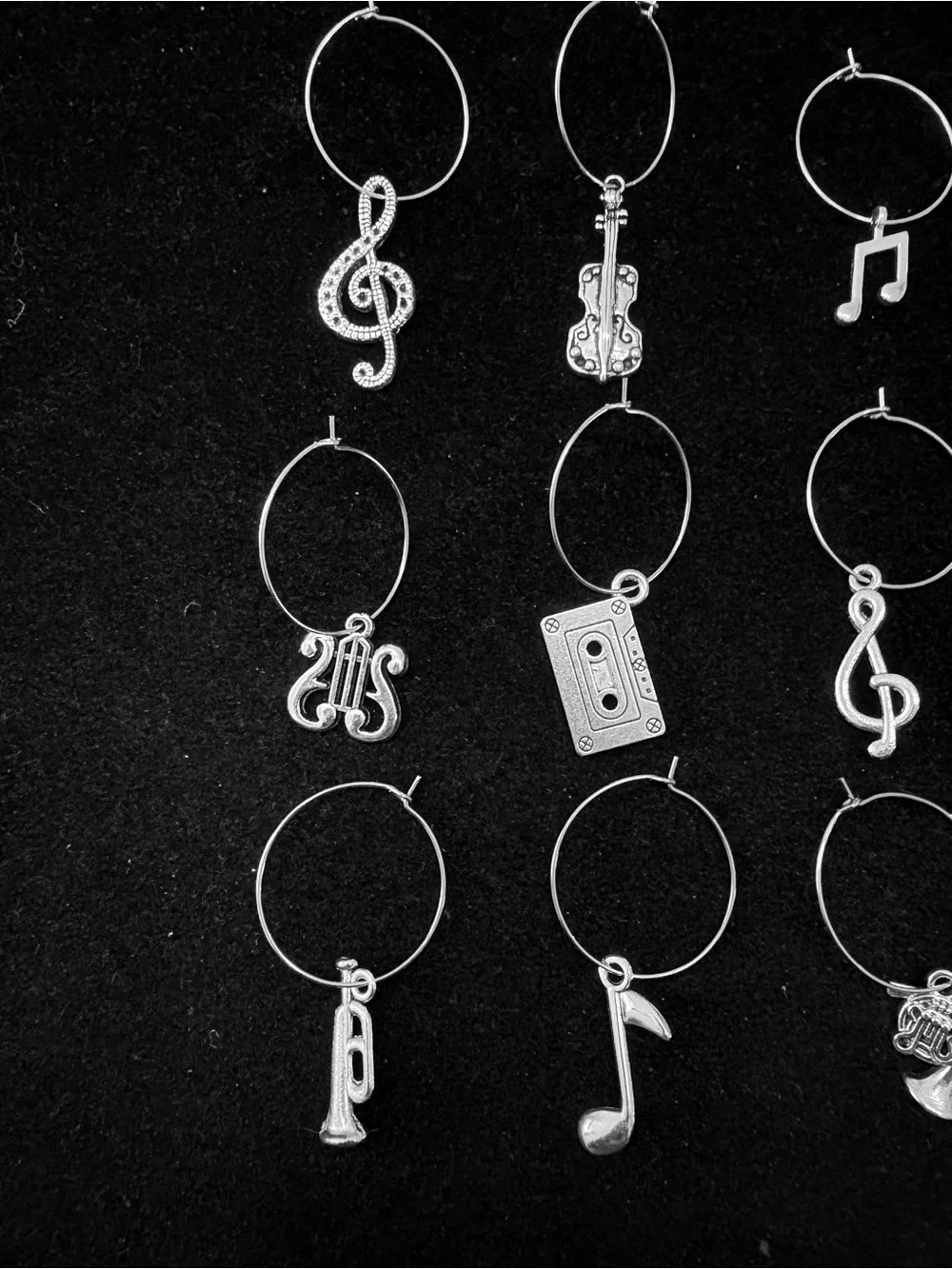 Music themed Wine Glass charms tag - Set of 12